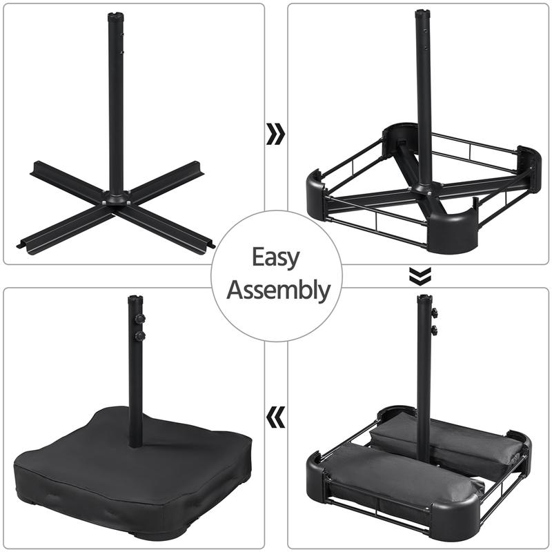 【No Lights】 Yaheetech 15/13ft Large Patio Umbrella Double-Layer Cloth with 12 Ribs, Hand Crank for Easy Opening, 2 Sandbags, Outdoor Design for Garden, Pool, and Lawn