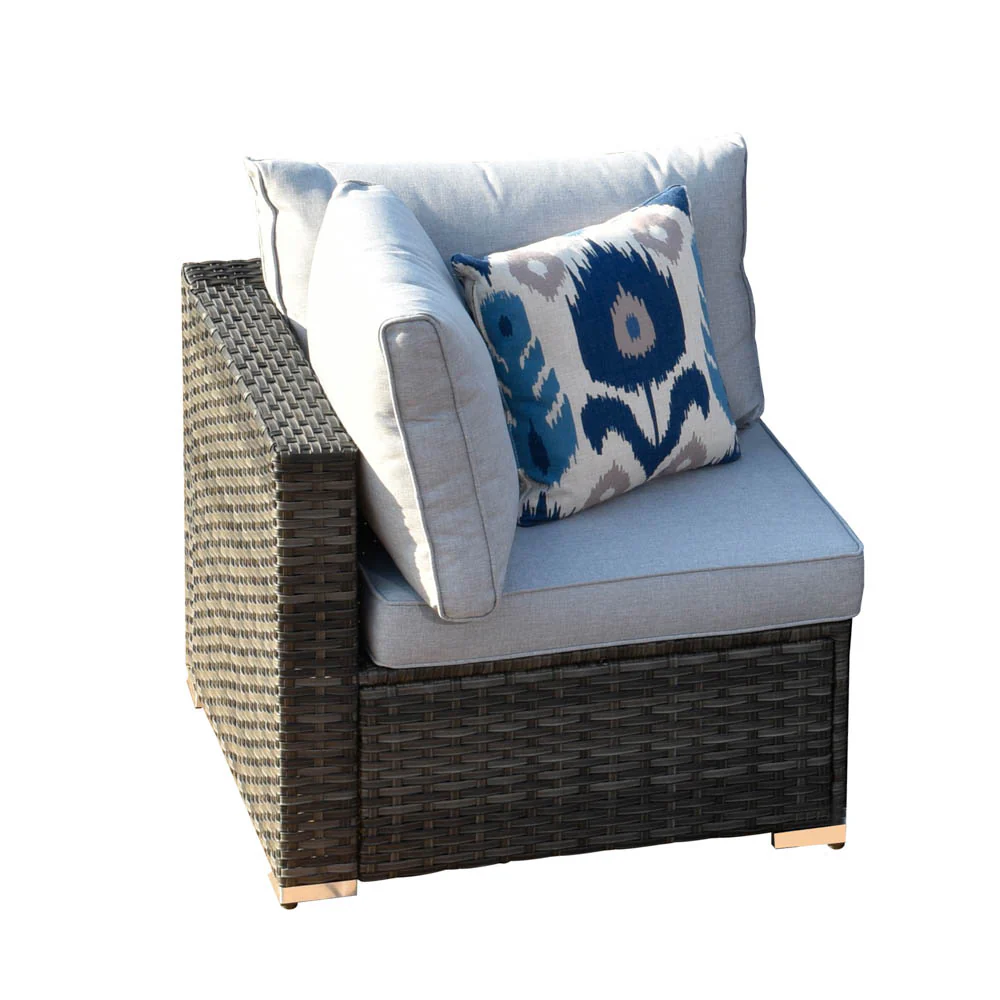 Ovios Patio Furniture 11-Piece Outdoor Sectional Sofa Set with Wicker Rocking Swivel Chairs and 42.12'' Fire Pit