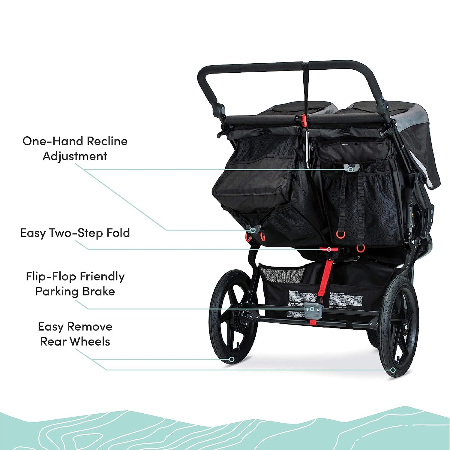 Gear Revolution Flex 3.0 Jogging Stroller, Lunar - Ultra-Reflective Accents