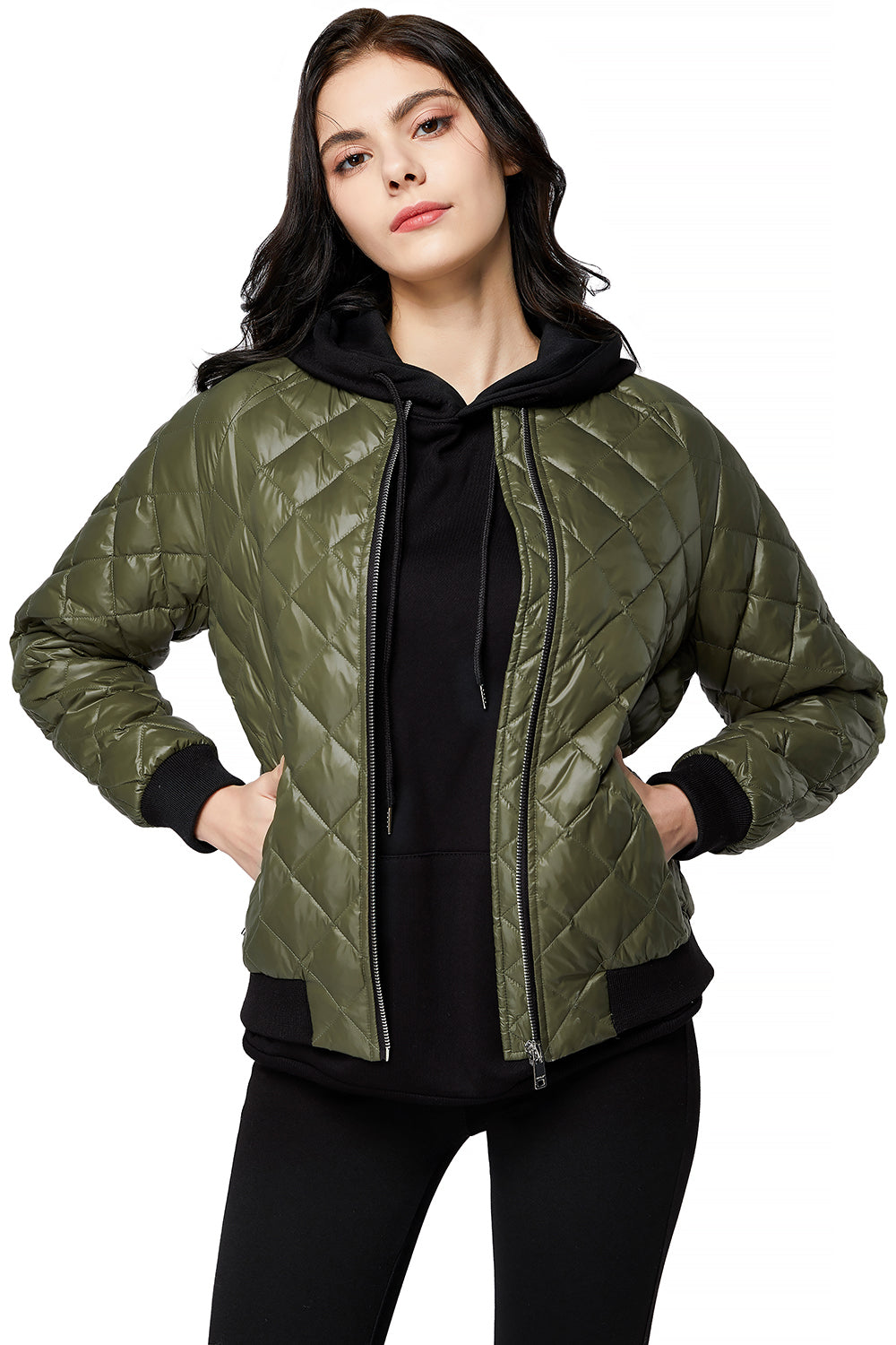 Women's Plaid Style Lightweight Short Down Coat