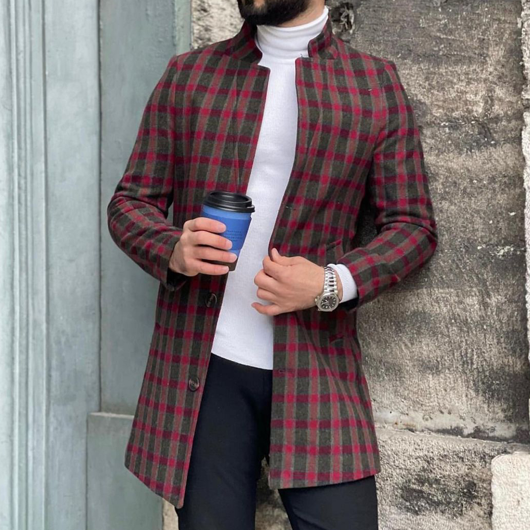 Men's British Style Business Casual Tartan Coat