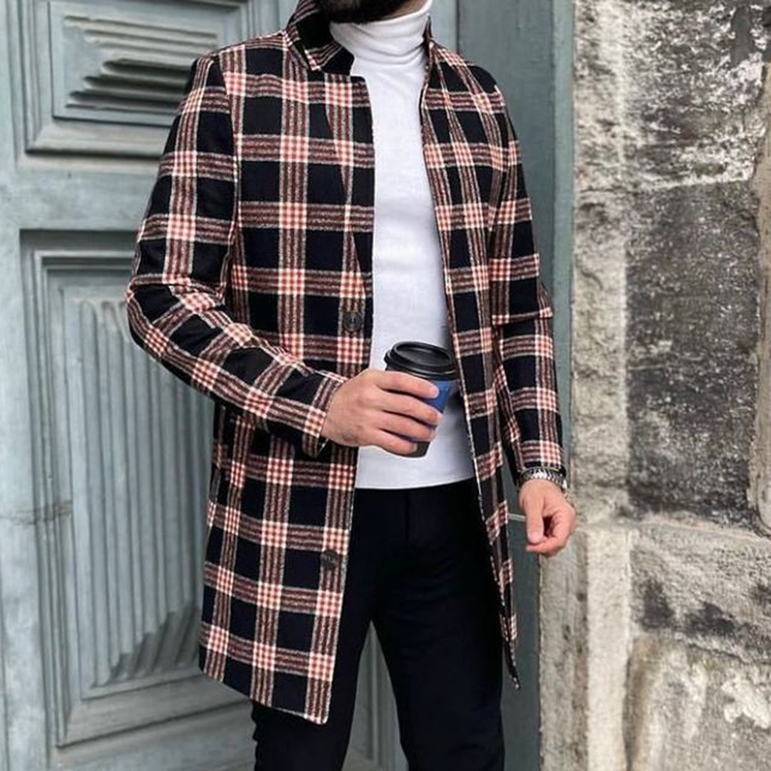 Men's British Style Business Casual Tartan Coat