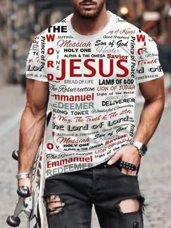 Men's Jesus Print Tee Shirt
