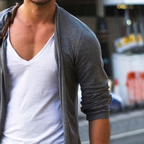 Men's Simple Irregular Hem Solid Cotton Cardigan