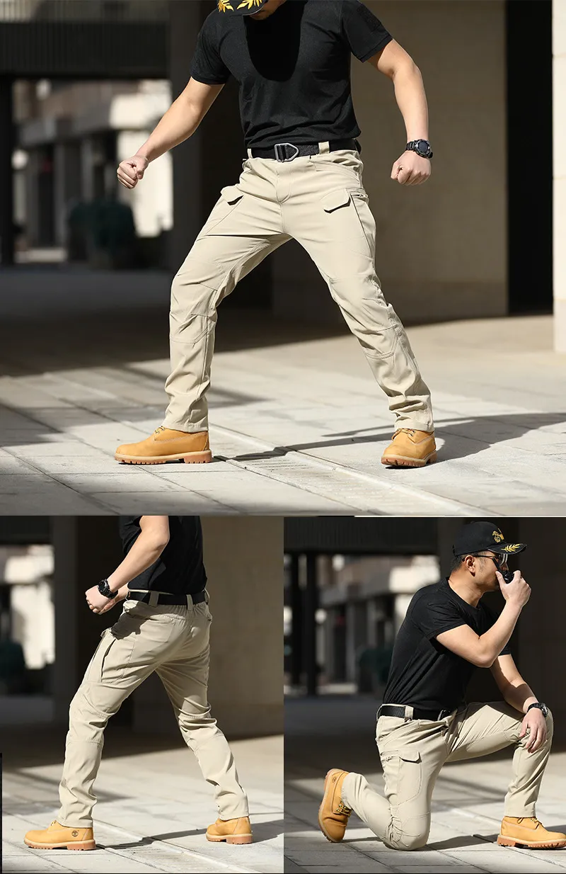 Men's Elastic Fabric Tear Resistant Tactical Multi Pocket Overalls