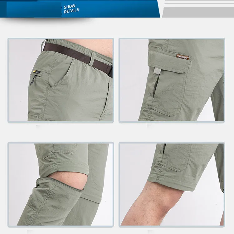 Men's Zip Outdoor Training Pants Removable Shorts