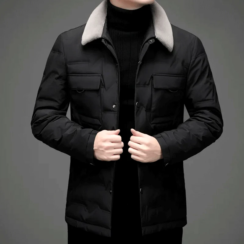 Thickened hooded duck down jacket