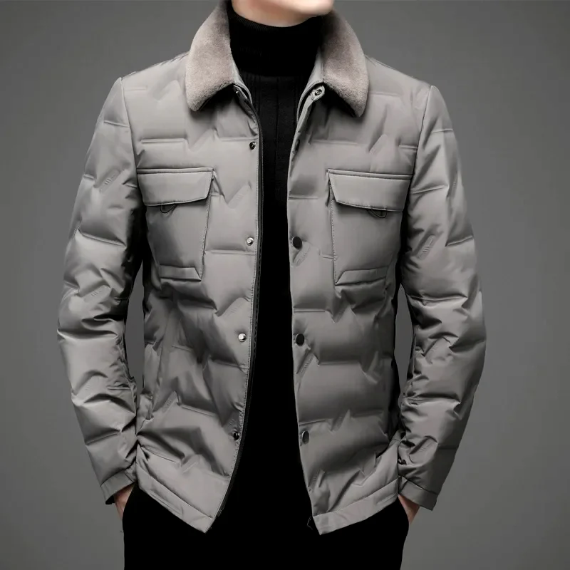 Thickened hooded duck down jacket