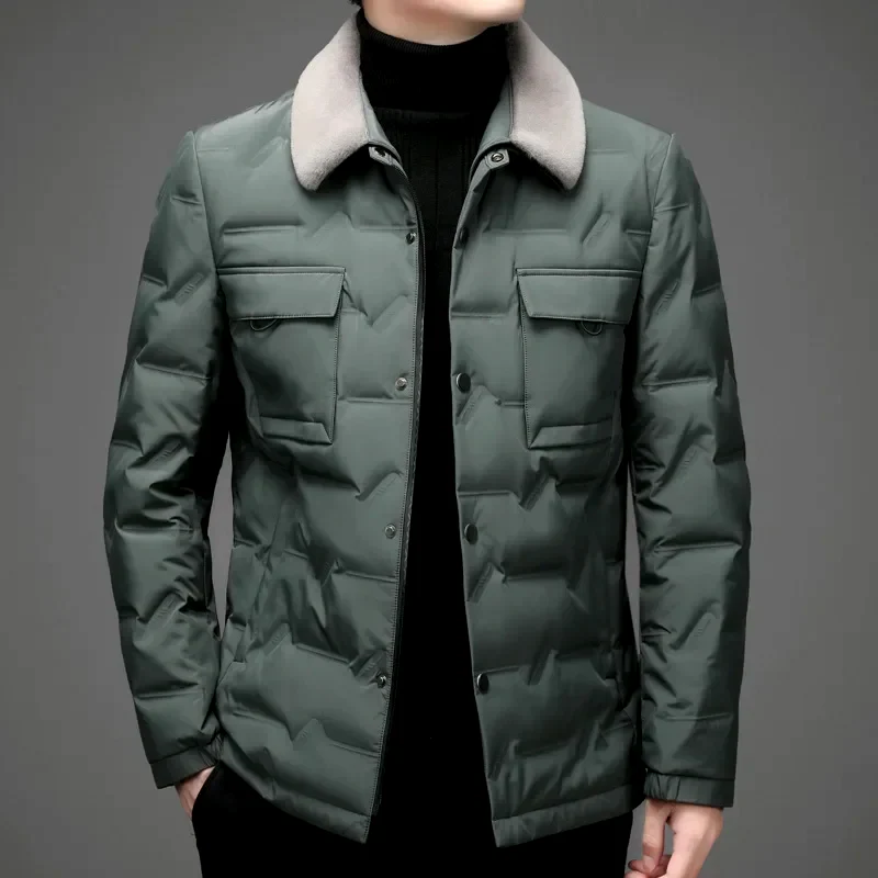 Thickened hooded duck down jacket