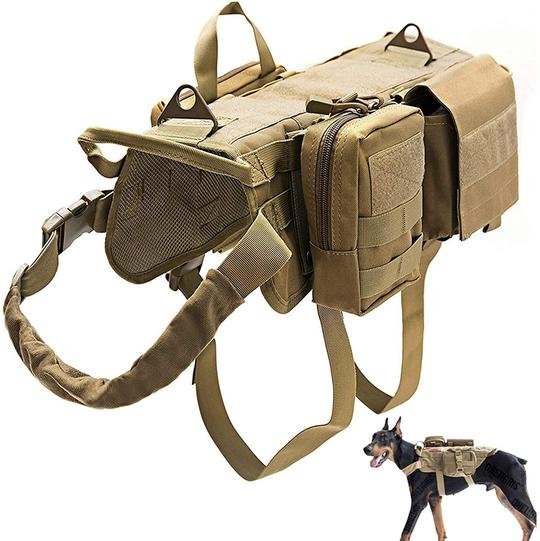 Tactical Dog Harness Adjustable Military K9 Harness Vest with 3 ...