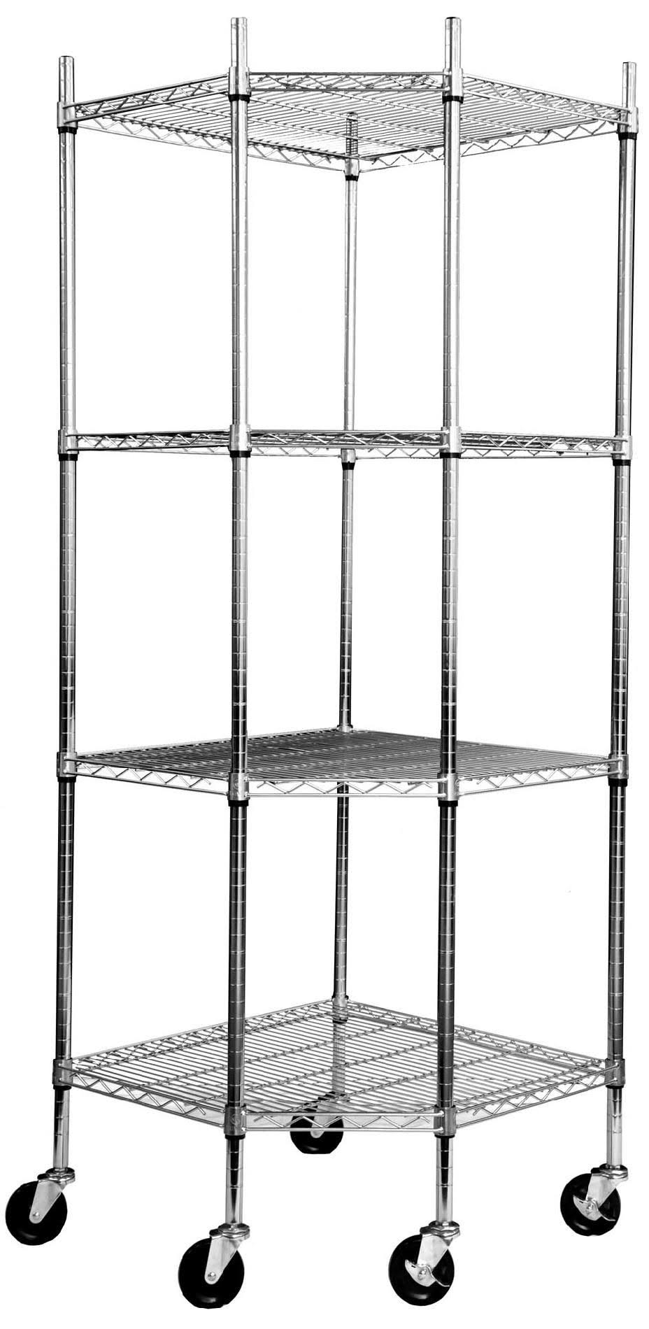 Trinity EcoStorage 4Tier Corner Wire Shelving Rack with NSF Includes