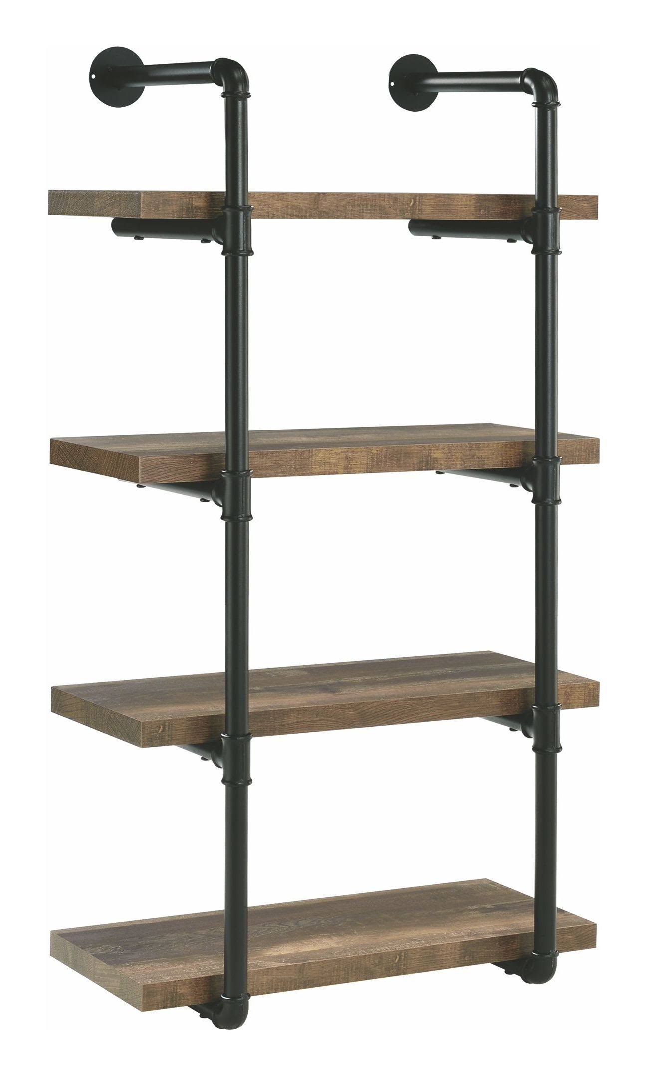 24Inch Wall Shelf Black and Rustic Oak FlareFind