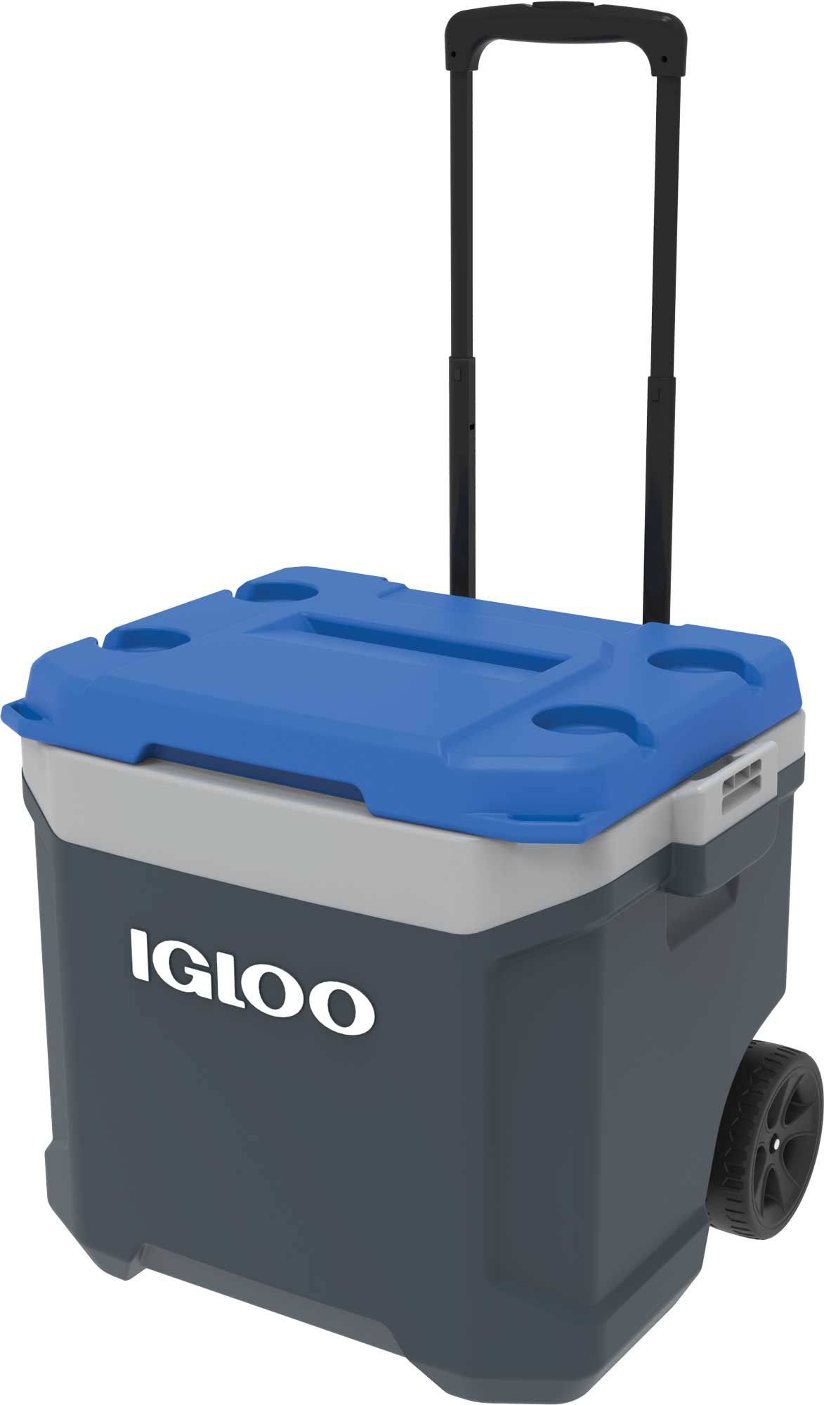 Igloo Latitude 60 Quart Rolling Cooler, Charcoal/Grey/Blue - FlareFind