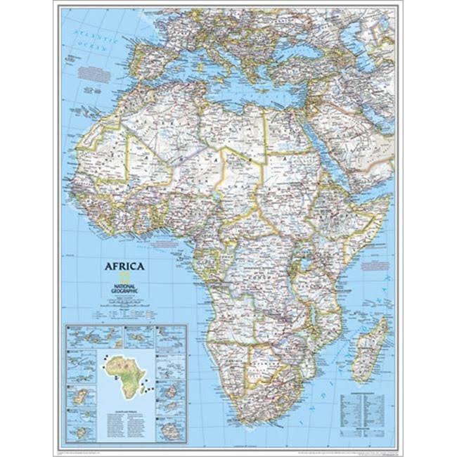 National Geographic Africa Classic Wall Map, Enlarged and Laminated