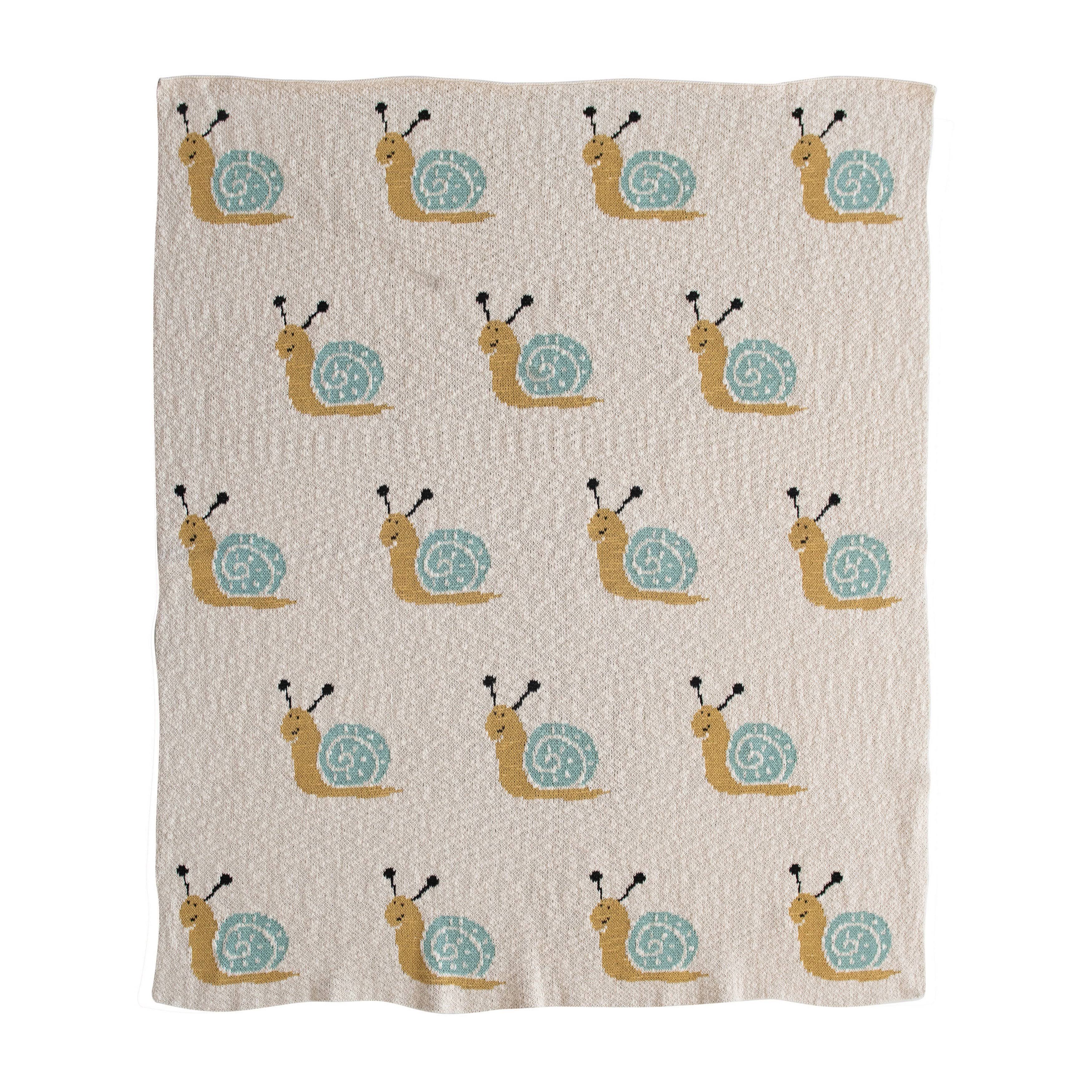 Creative Coop Cotton Knit Snails, Cream Color Baby Blanket erubix