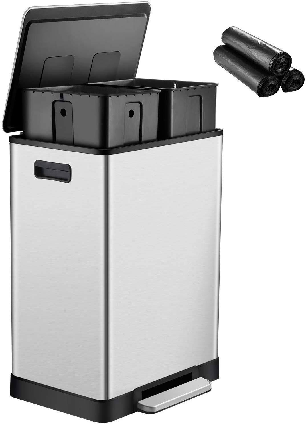 Stainless Steel 16 Gallon Trash Can Wanivo