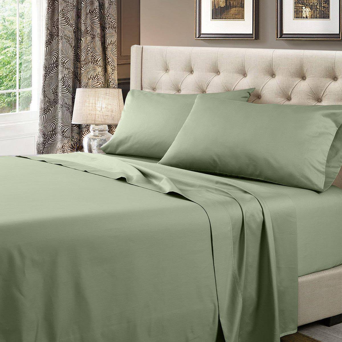 Royal Tradition 22 Extra Deep Pocket Sheets 600TC Solid Queen Sage