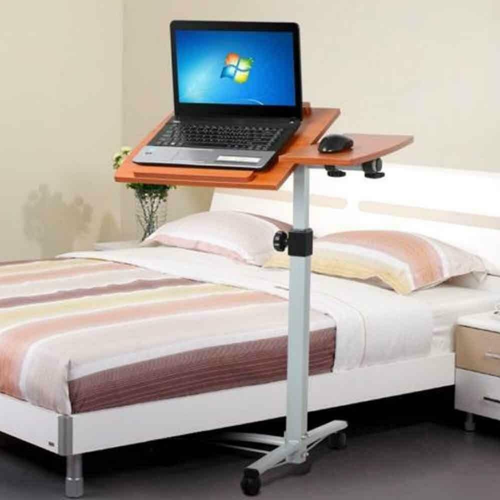 Angle & Height Adjustable Rolling Laptop Desk Cart Over Bed Hospital Table Stand 
