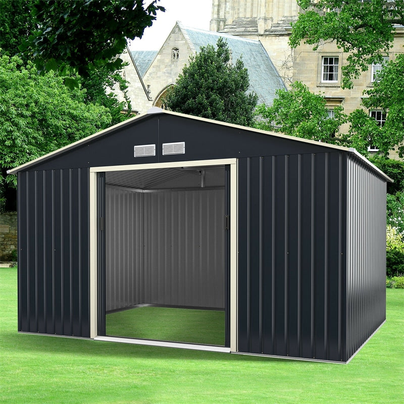 11 x 8 FT Large Outdoor Metal Storage Shed with 4 Air Vents & Sliding