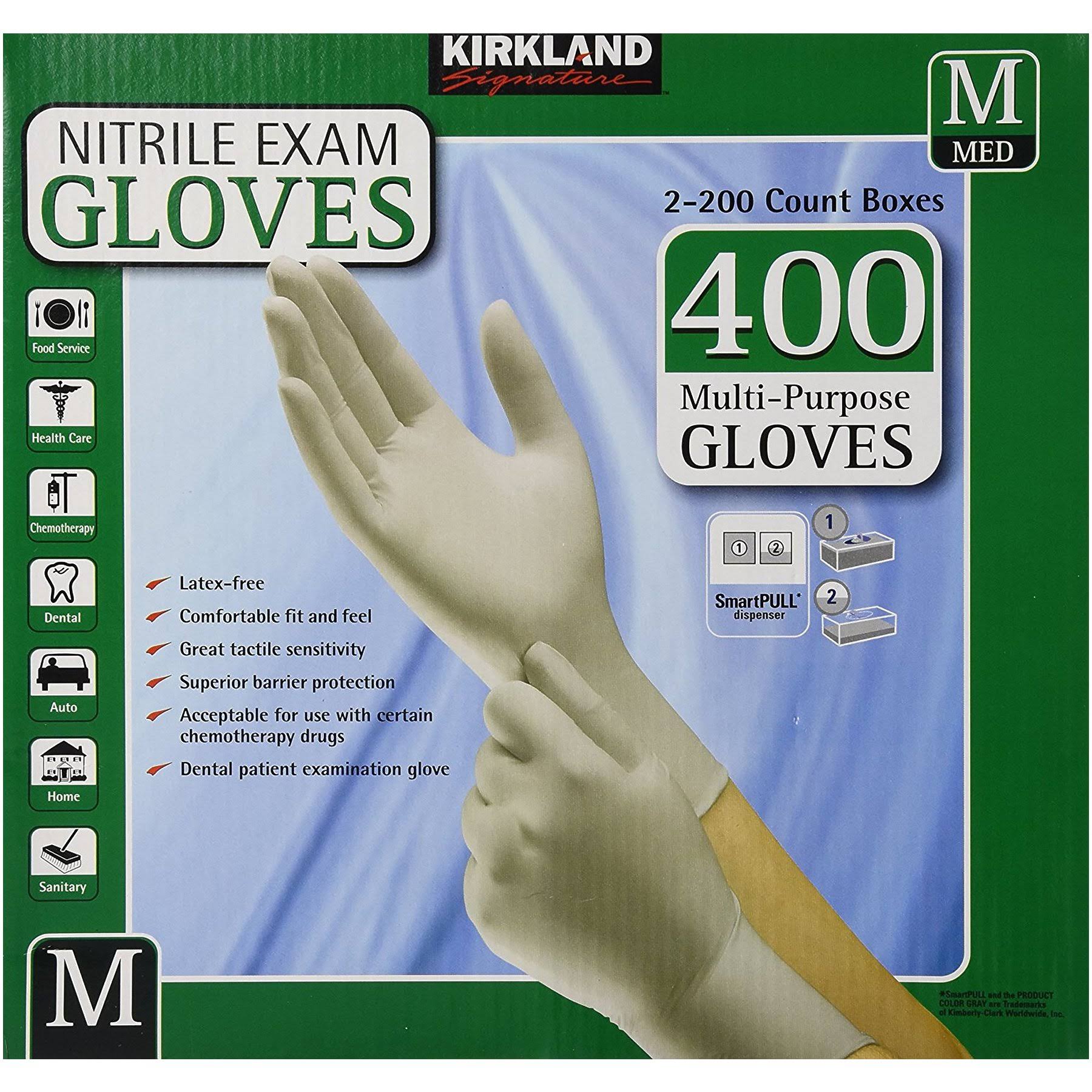 Kirkland Signature Nitrile Exam Gloves Size Med 200Count 2Pack