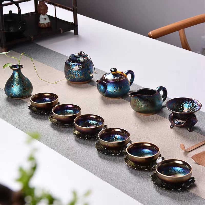 Colorful peacock suit teapot tea set