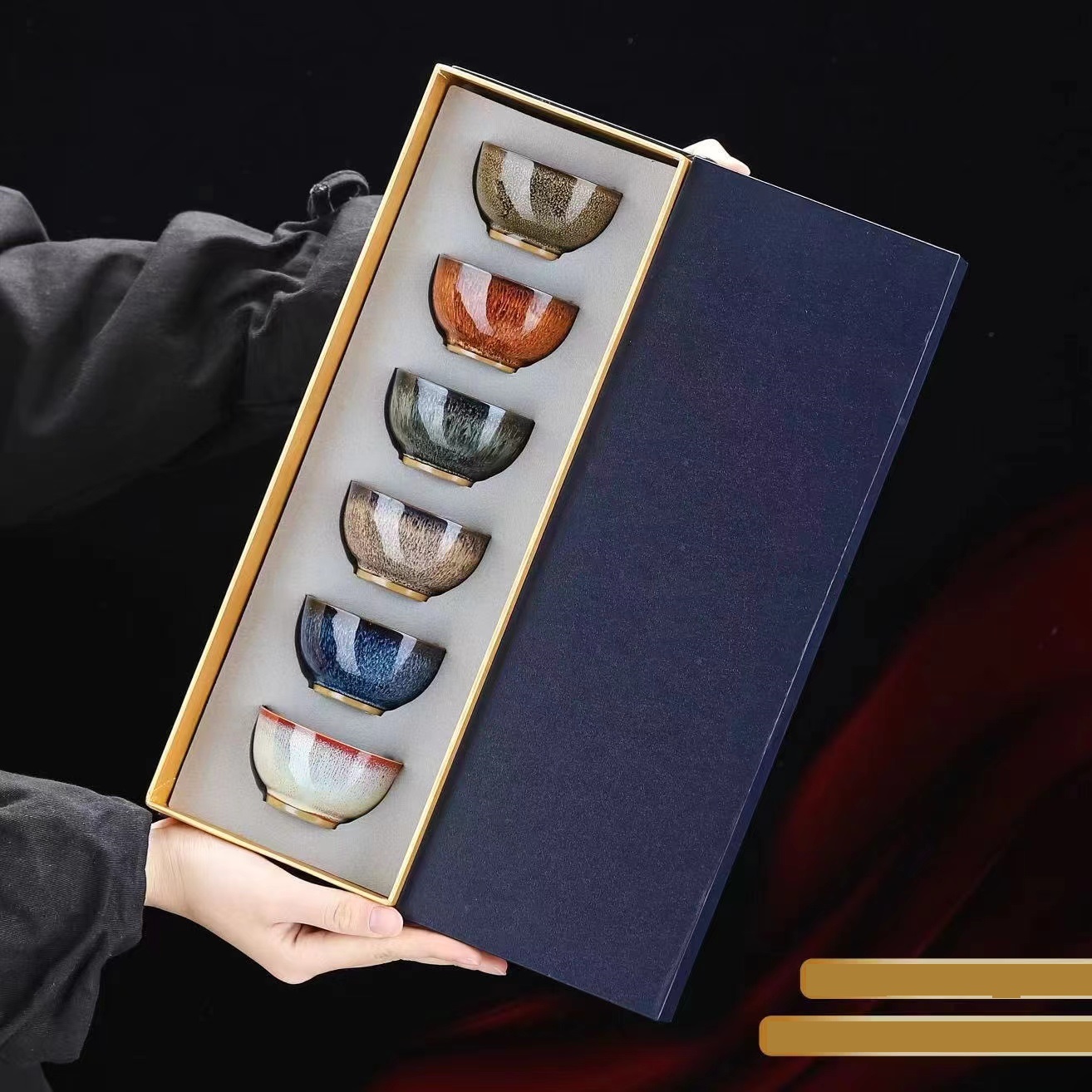 Kiln change Ruyi cup six mixed