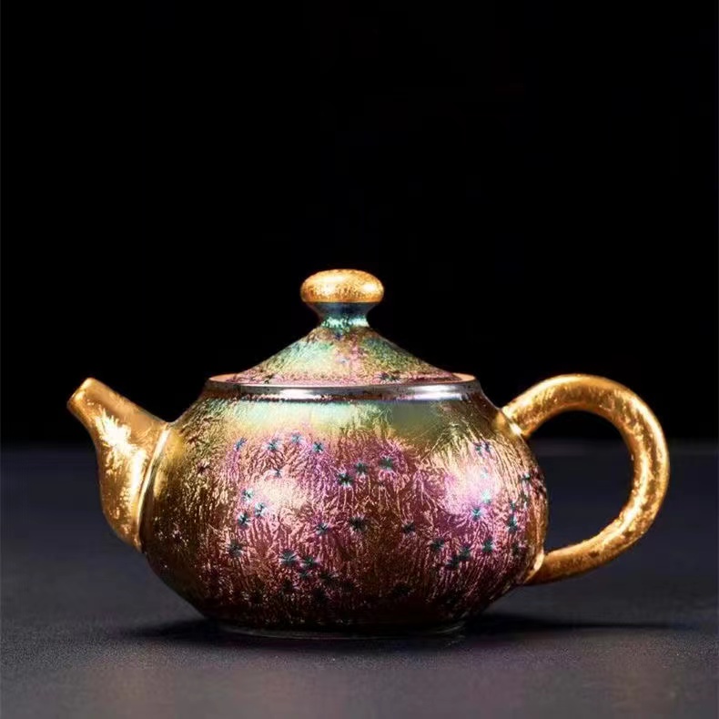 24k Colorful peacock tea pot