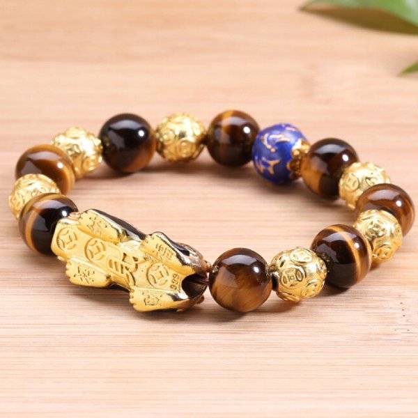 Gold Tiger Eye Color Changing Pixiu Protection Bracelet