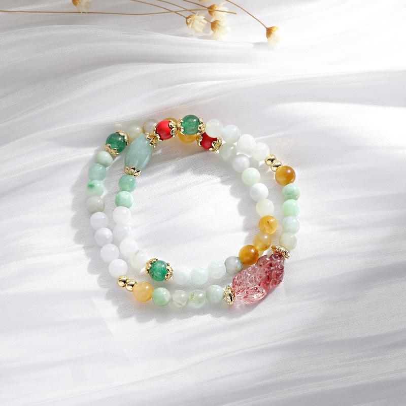 Fengshui Pixiu Wealth Bracelet-Strawberry Crystal