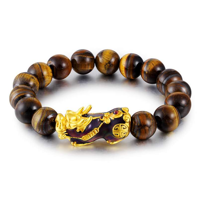 Yellow Tiger Eye Color Changing Pixiu Protection Bracelet