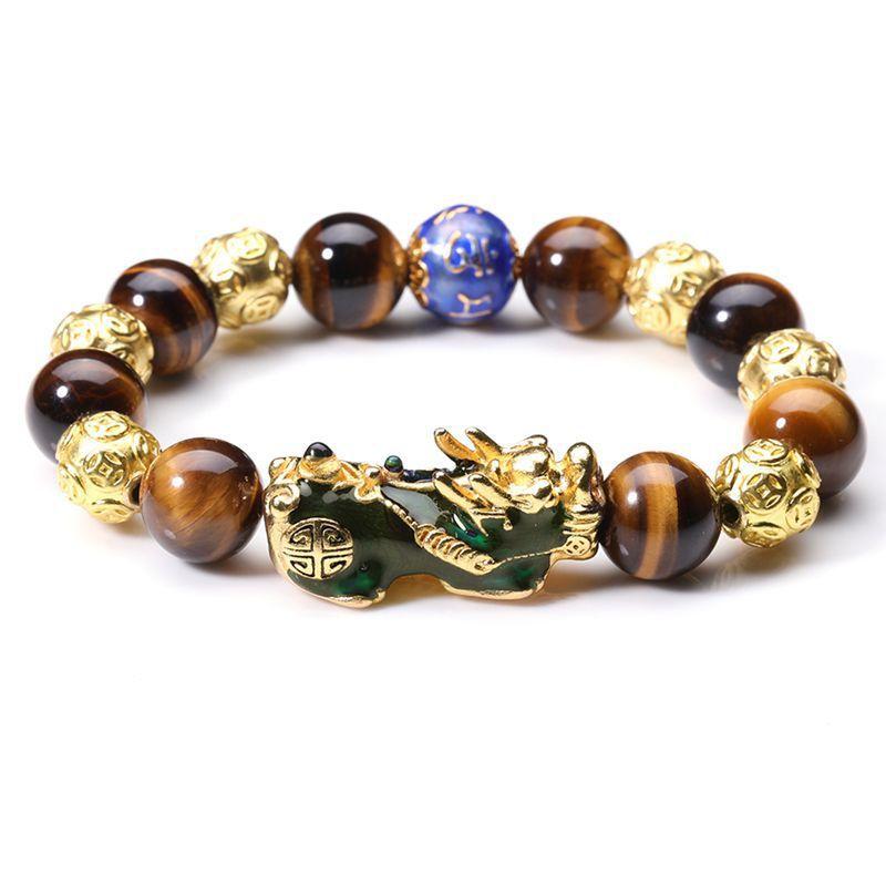 Gold Tiger Eye Color Changing Pixiu Protection Bracelet
