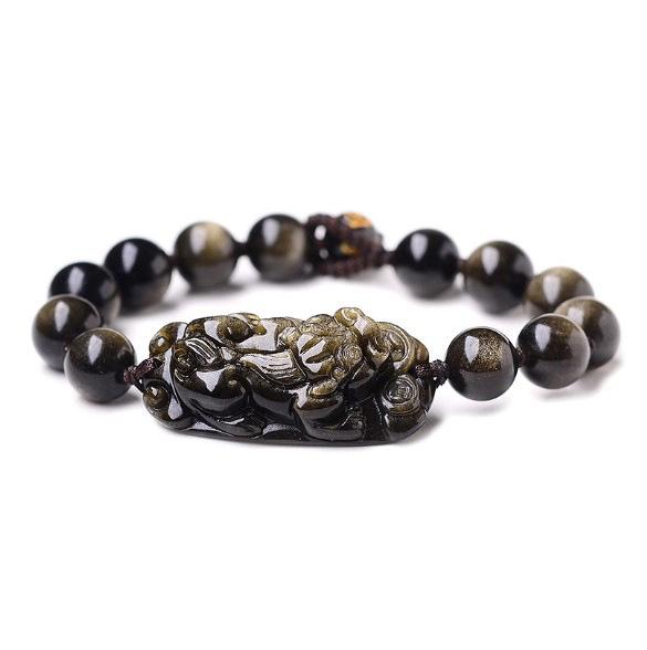 (New Edition)Gold Obsidian Pixiu Protection Bracelet(Gold Sheen Obsidian)