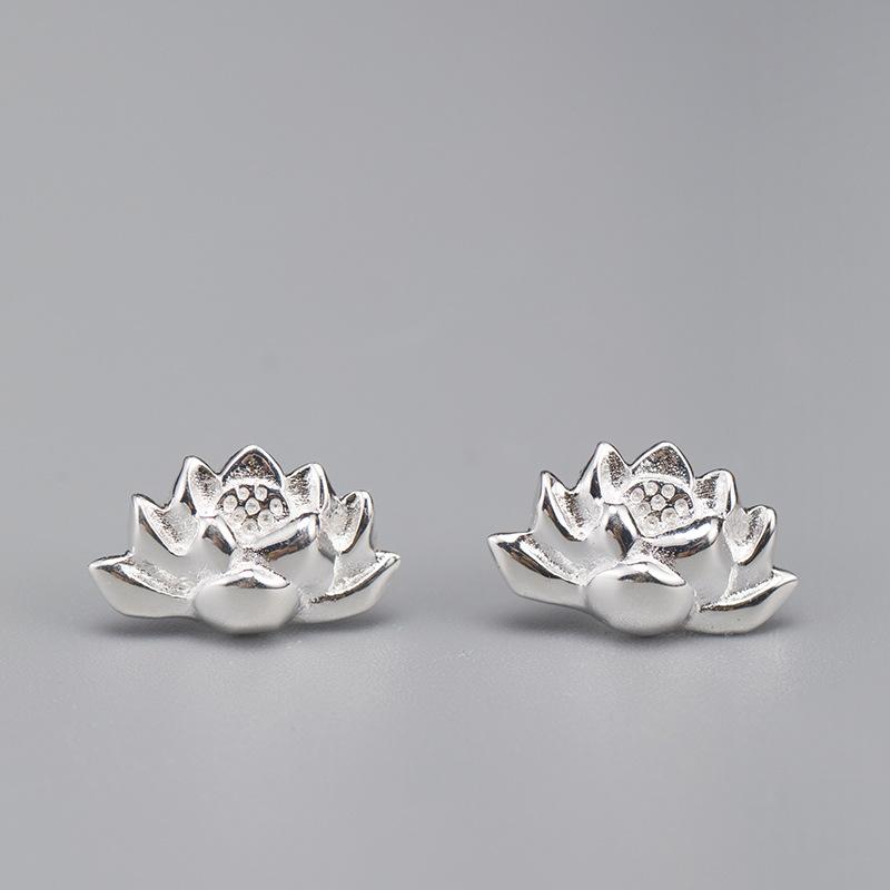 925 Silver Lotus Drop Lucky Earring