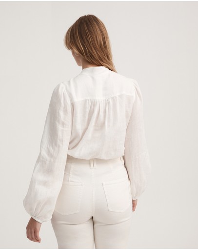 Witchery Linen High Neck Blouse