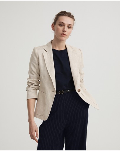 Witchery Yarn Dye Linen Single Breasted Blazer