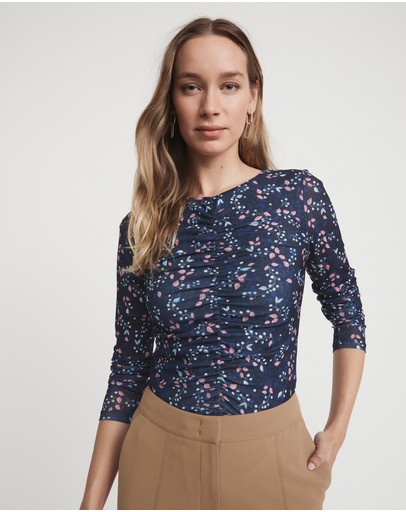 Witchery Mesh Twiggy Print Top