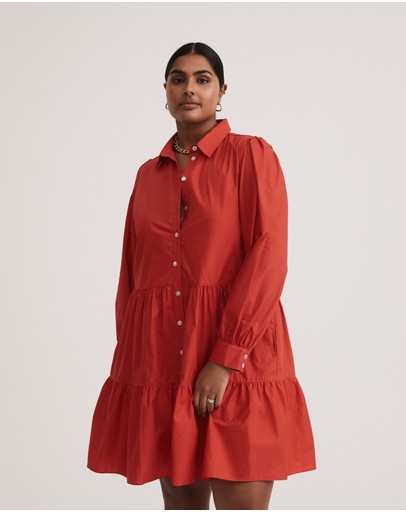 Witchery Cotton Poplin Tier Trapeze Dress