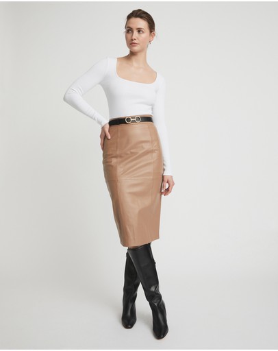 Witchery Cotton Rib Wide Neck Top