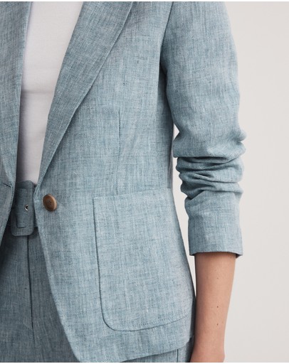 Witchery Yarn Dye Linen Single Breasted Blazer