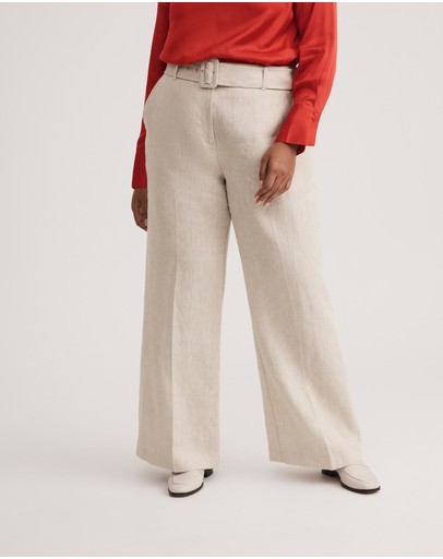 Witchery Yarn Dye Linen Belted Trouser