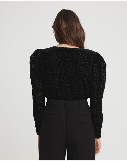 Witchery Devore Puff Sleeve Blouse