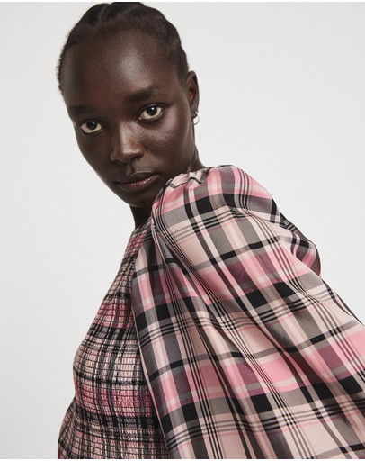 Witchery Check Puff Sleeve Blouse