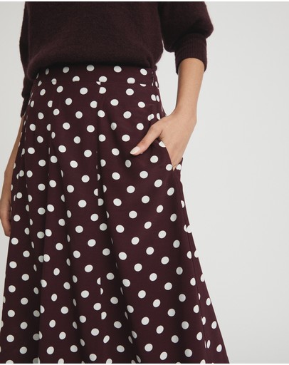 Witchery Viscose Small Spot Drop Hem Skirt