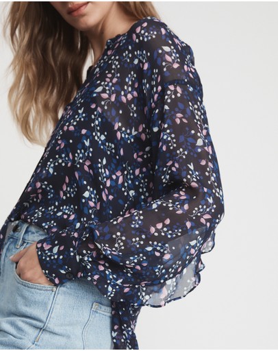 Witchery Twiggy Print Ruffle Blouse