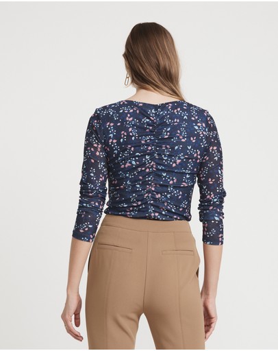 Witchery Mesh Twiggy Print Top