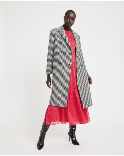 Witchery Linen Silk Gathered Sleeve Dress