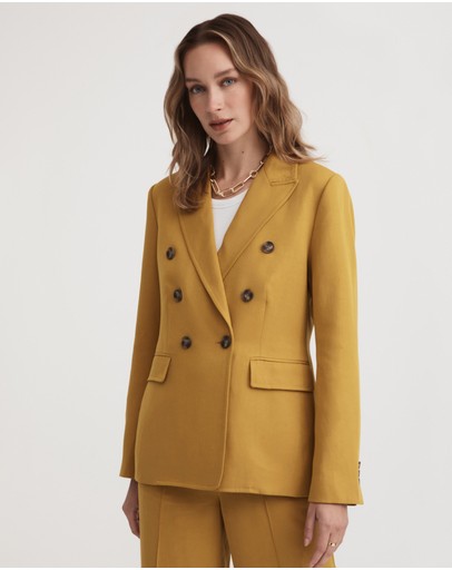 Witchery Linen Blend Double Breasted Blazer