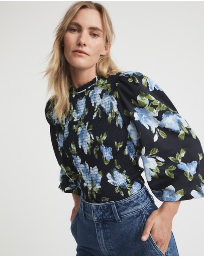 Witchery Soft Floral Shirred Blouse
