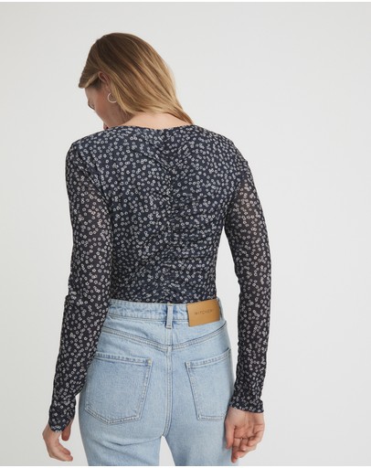 Witchery Floral Ocelot Mesh Top