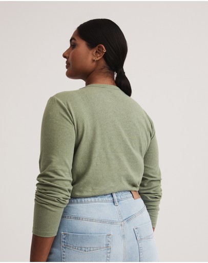 Witchery Linen Blend Long Sleeve Top